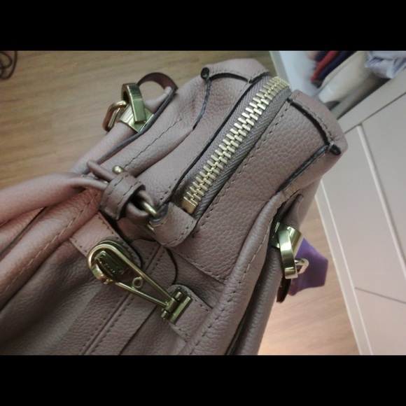 Auth 100% Chloe Rose Sand Leather Large Paraty - Picture 7 of 8